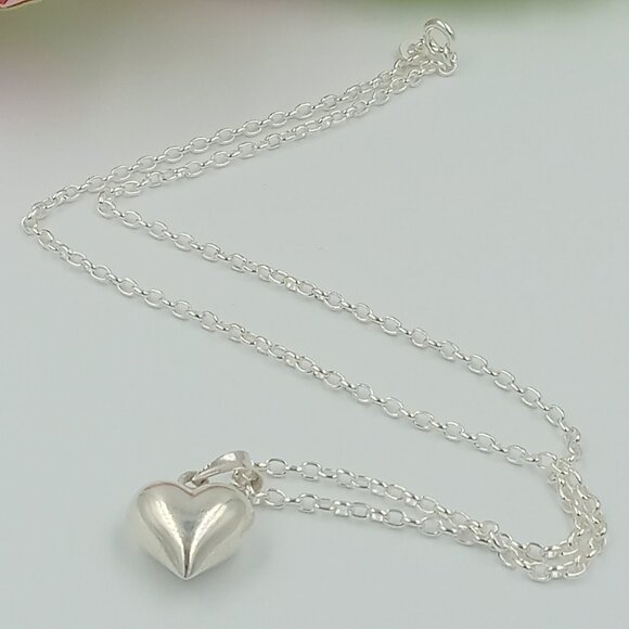 Vintage Puff Heart Charm Necklace - Picture 7 of 12